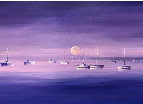 Boats calm purple moon.jpg